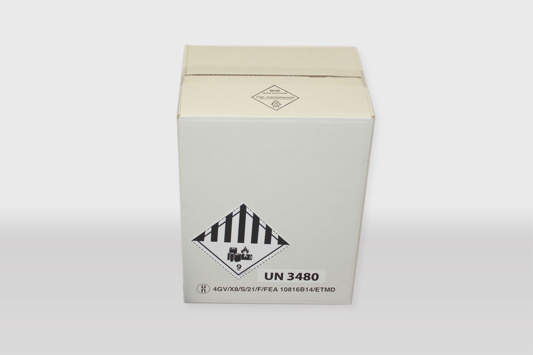 Europemballage caisse carton 4GV batterie ONU C1002A